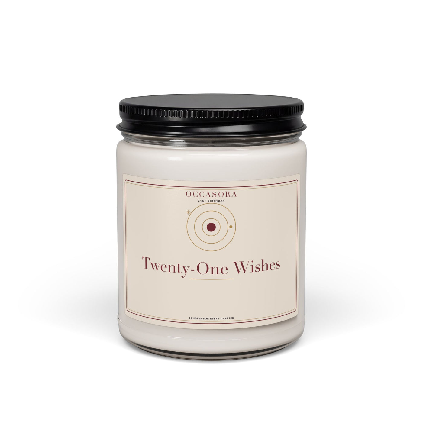 Occasora 'Twenty-One Wishes' 21st birthday candle, 9 oz soy wax blend in a reusable glass jar