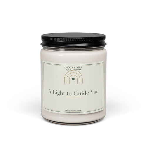 Occasora 'A Light to Guide You' Baptism & Christening candle, 9 oz soy wax blend in a reusable glass jar