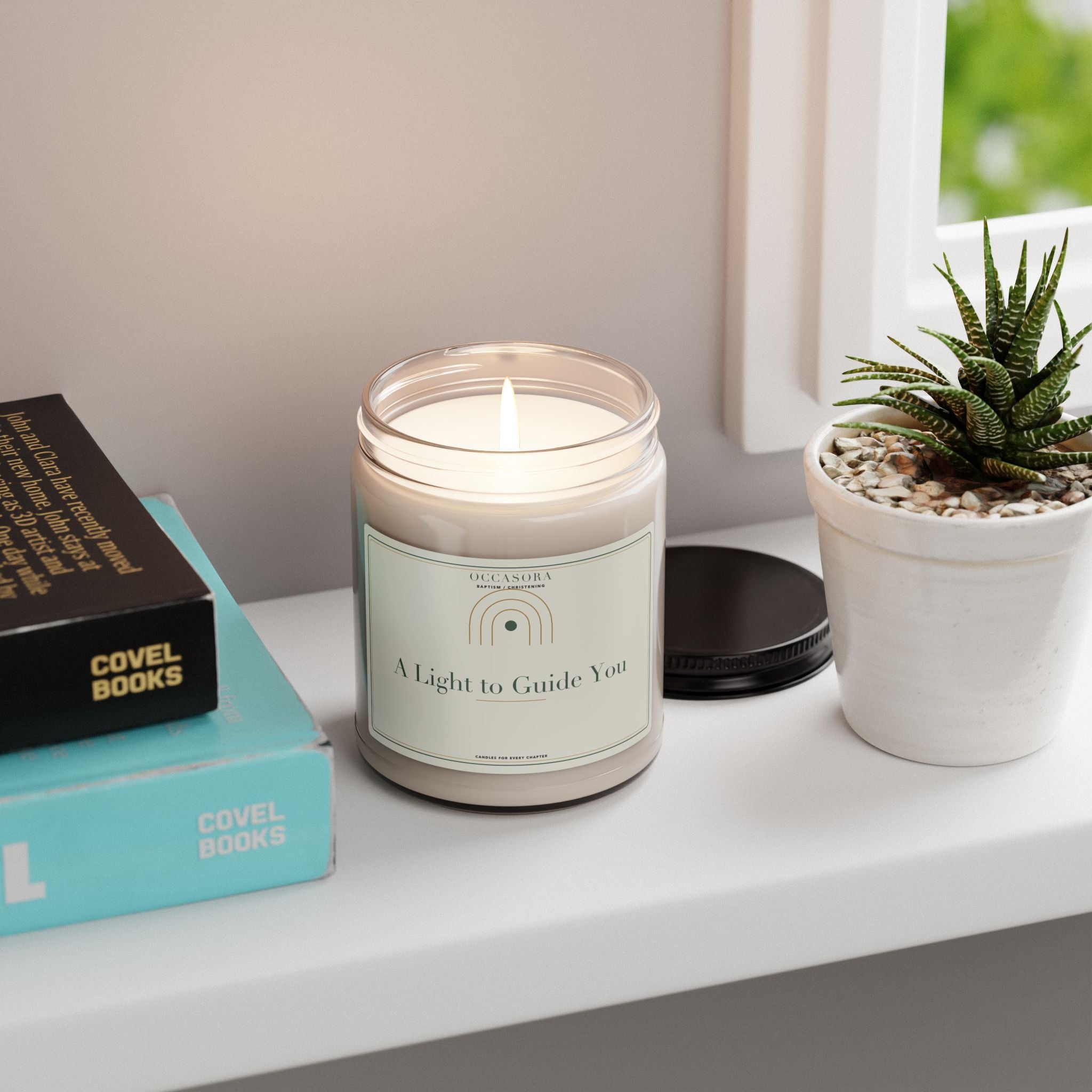 'A Light to Guide You' Baptism & Christening candle by Occasora — approx 2.8 x 3.5 in reusable glass jar — photo 4 of 5