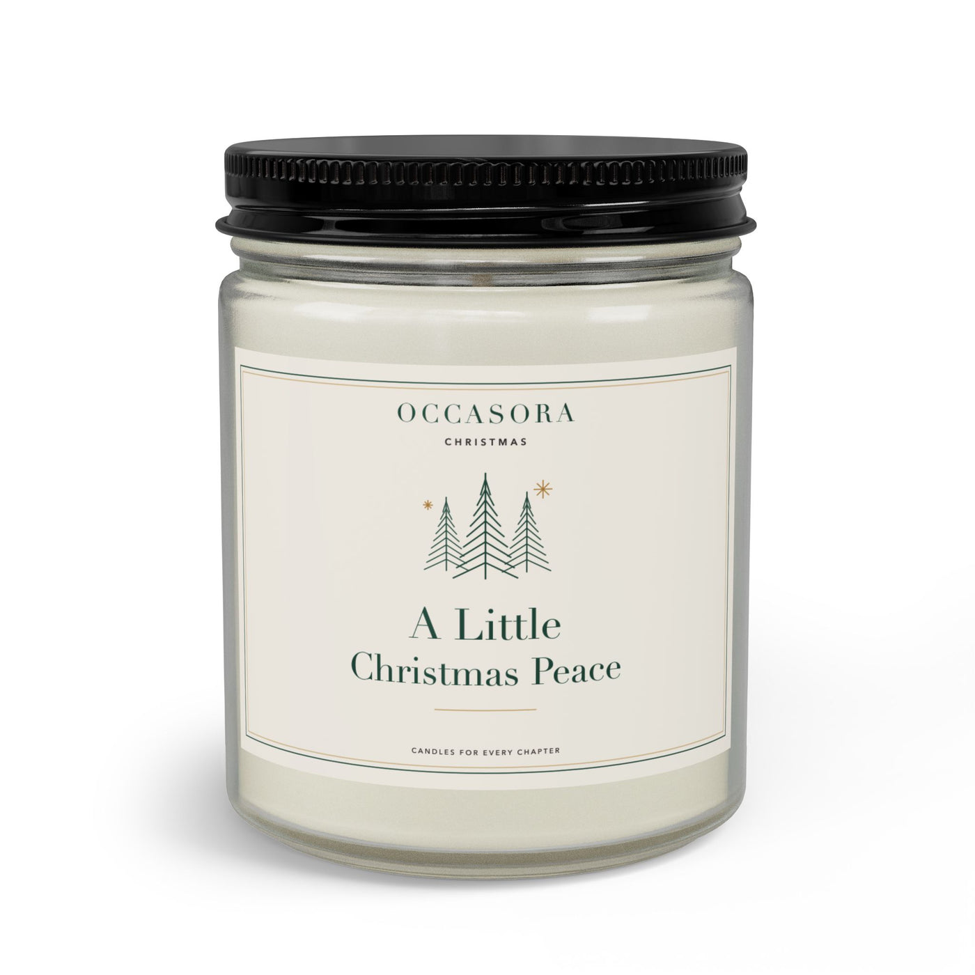 Occasora 'A Little Christmas Peace' Christmas candle gift set, 9 oz soy wax blend in a clear reusable glass jar