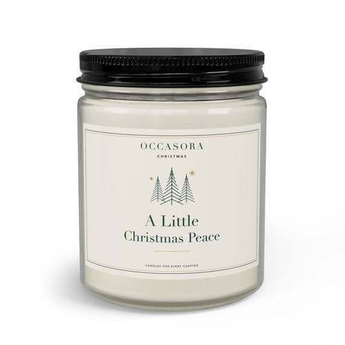 Occasora 'A Little Christmas Peace' Christmas candle gift set, 9 oz soy wax blend in a clear reusable glass jar