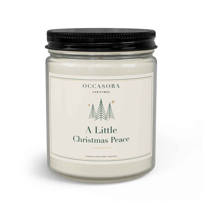 Occasora 'A Little Christmas Peace' Christmas candle gift set, 9 oz soy wax blend in a clear reusable glass jar