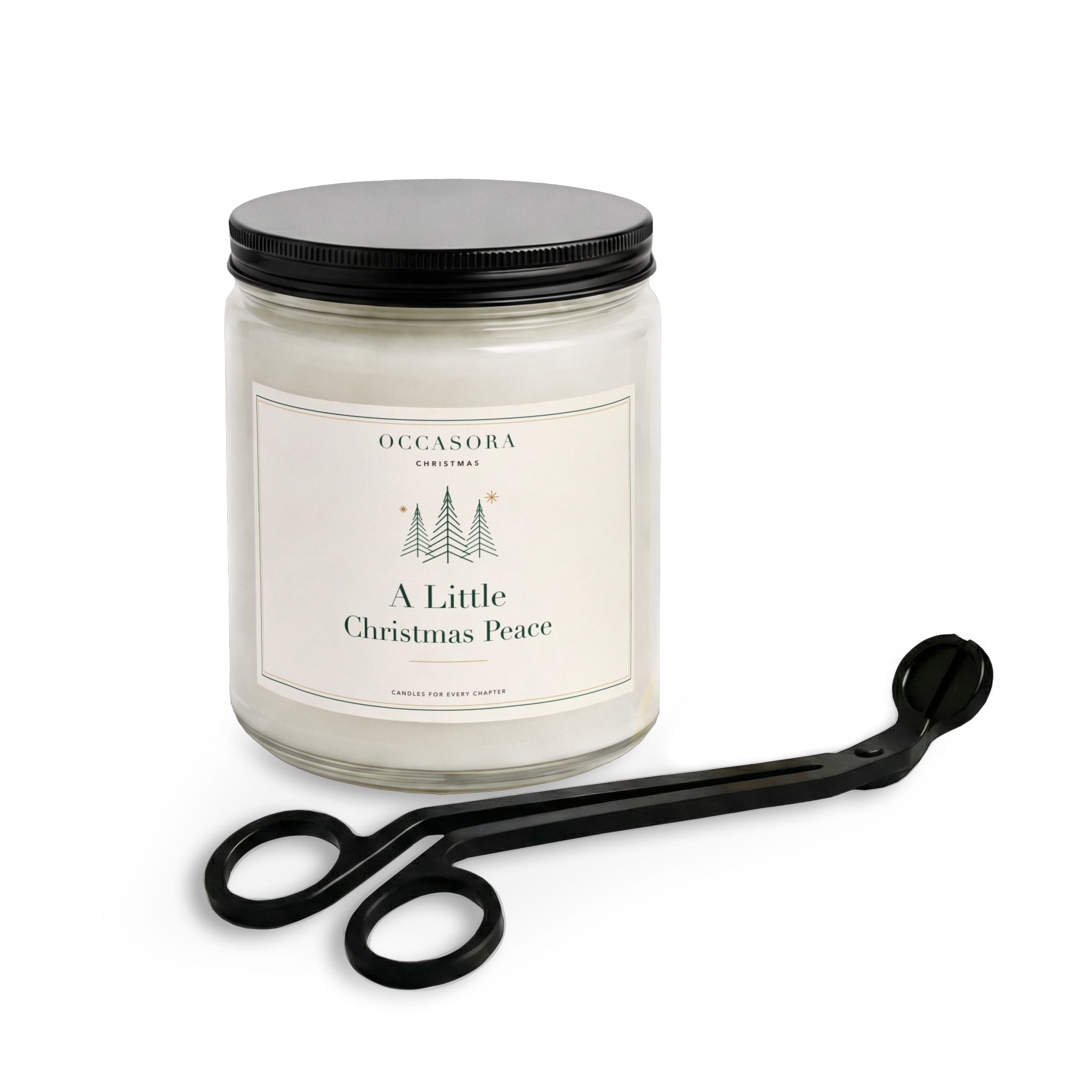 'A Little Christmas Peace' Christmas candle gift set with its matte black wick trimmer, clear jar - photo 3 of 4
