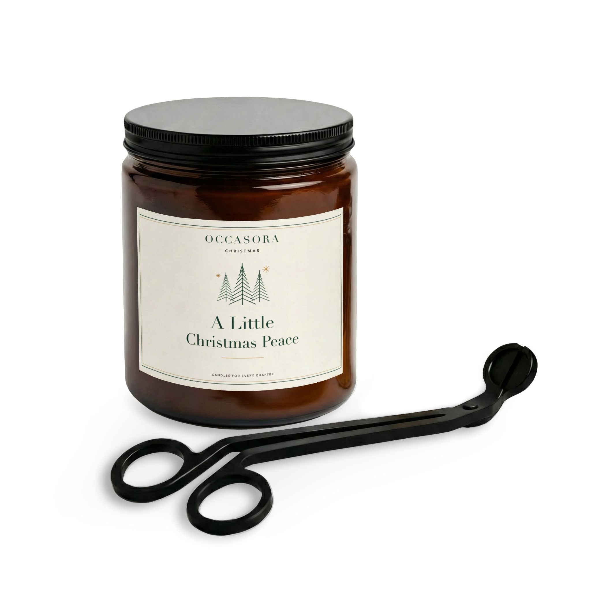 'A Little Christmas Peace' Christmas candle gift set with its matte black wick trimmer, amber jar - photo 4 of 4