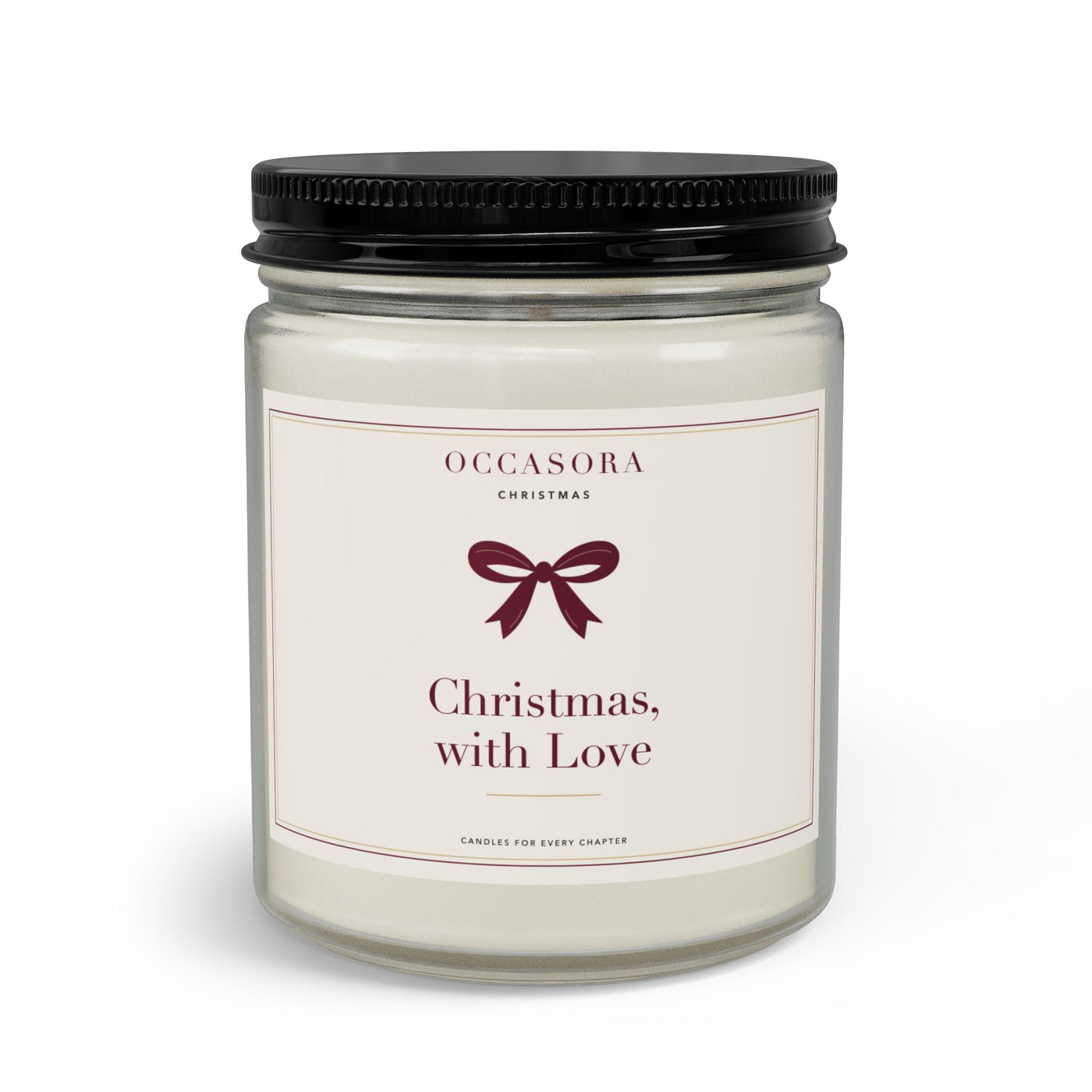 Occasora 'Christmas, with Love' Christmas candle gift set, 9 oz soy wax blend in a clear reusable glass jar
