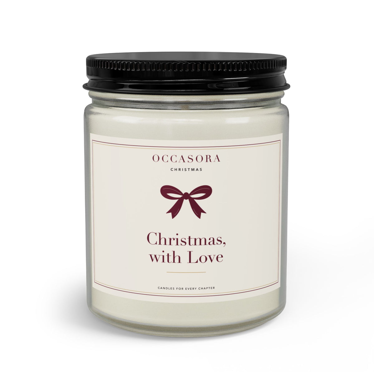 Occasora 'Christmas, with Love' Christmas candle gift set, 9 oz soy wax blend in a clear reusable glass jar