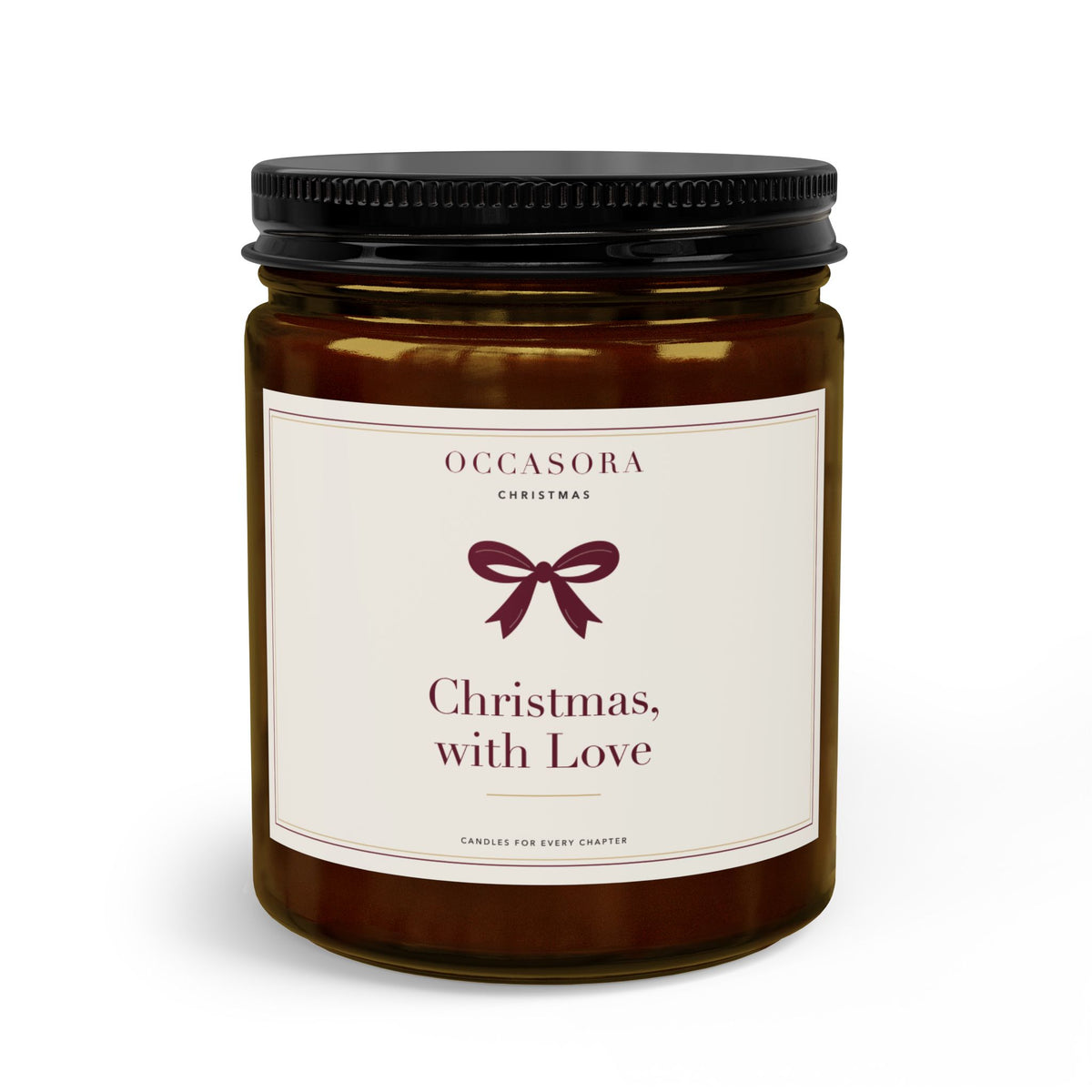 'Christmas, with Love' Christmas candle by Occasora in an amber glass jar - photo 2 of 4