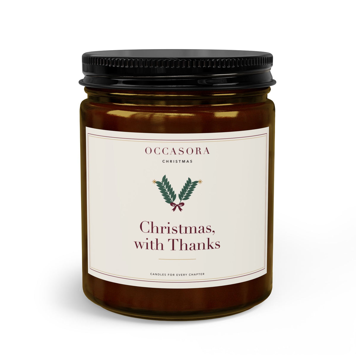 'Christmas, with Thanks' Christmas candle by Occasora in an amber glass jar - photo 2 of 4
