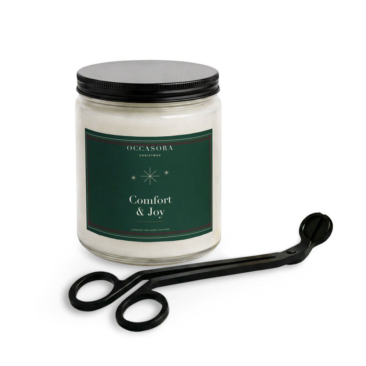 'Comfort and Joy' Christmas candle gift set with its matte black wick trimmer, amber jar - photo 4 of 4