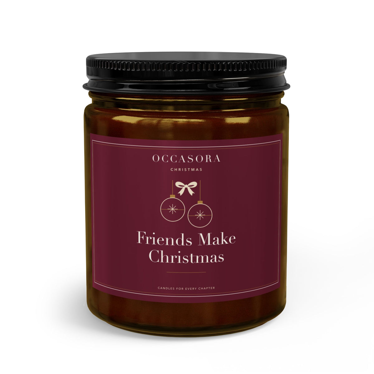 'Friends Make Christmas' Christmas candle by Occasora in an amber glass jar - photo 2 of 4