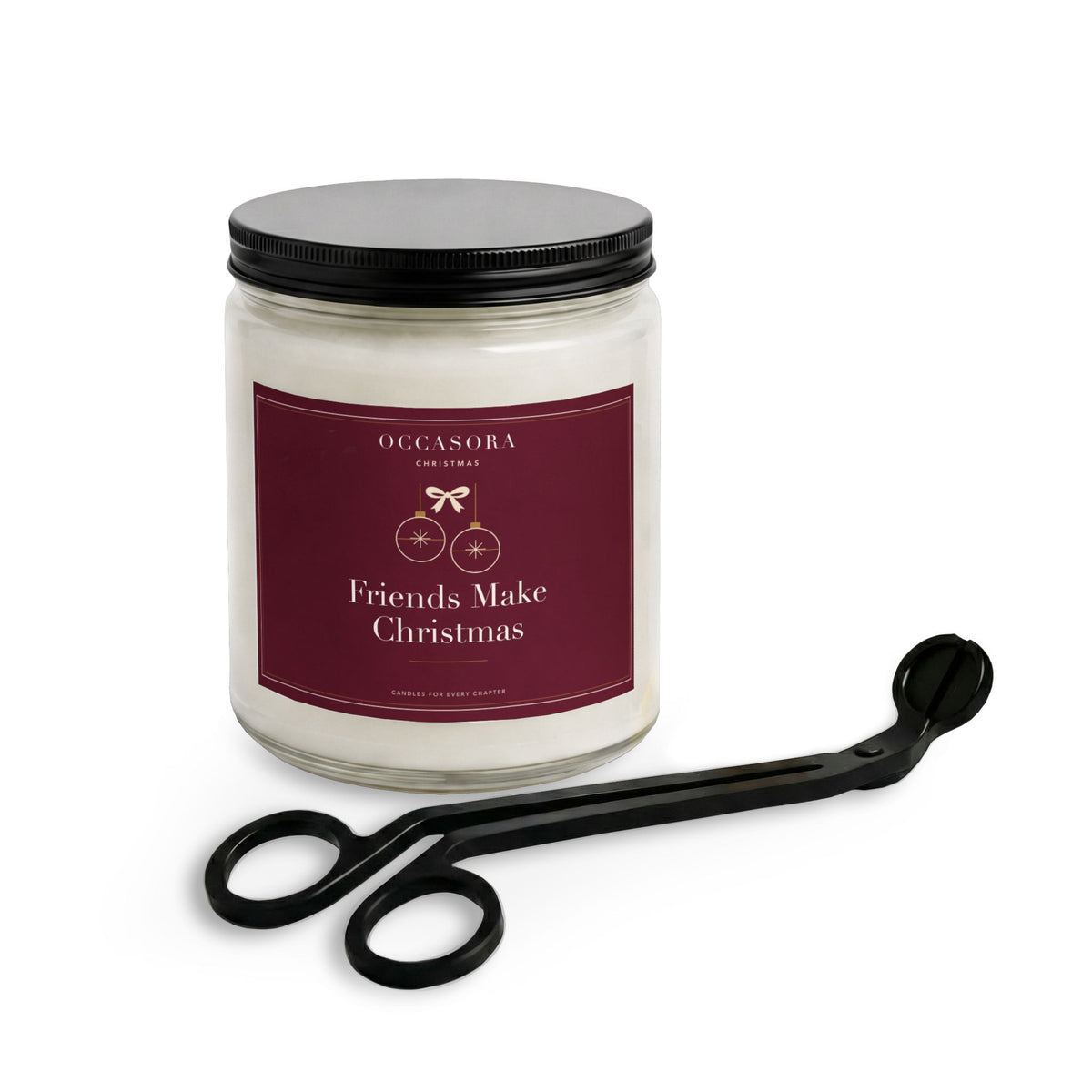 'Friends Make Christmas' Christmas candle gift set with its matte black wick trimmer, clear jar - photo 3 of 4