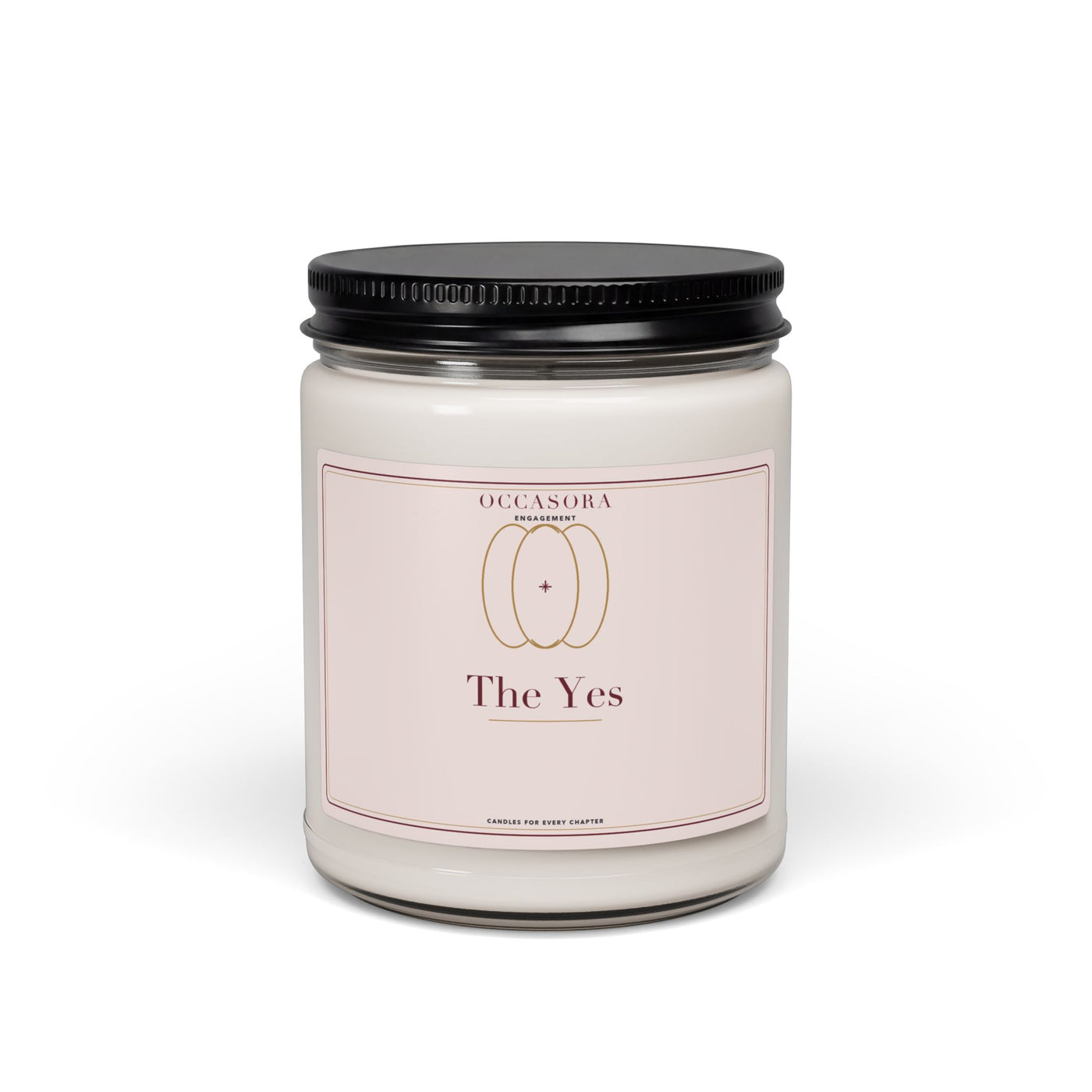 Occasora 'The Yes' engagement candle, 9 oz soy wax blend in a reusable glass jar