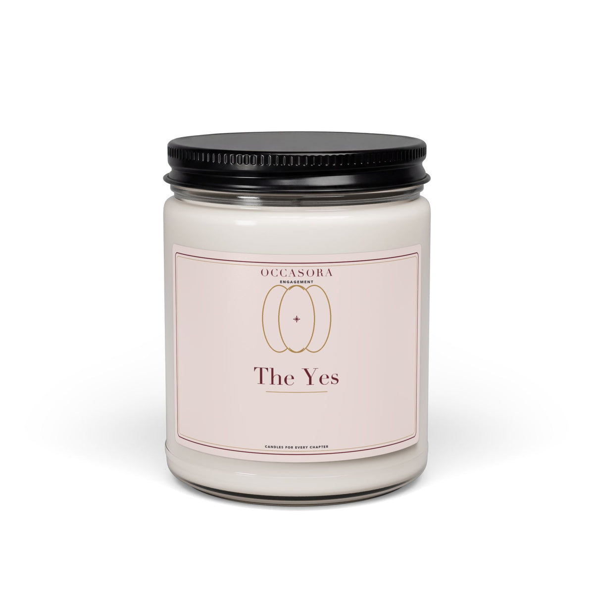 Occasora 'The Yes' engagement candle, 9 oz soy wax blend in a reusable glass jar