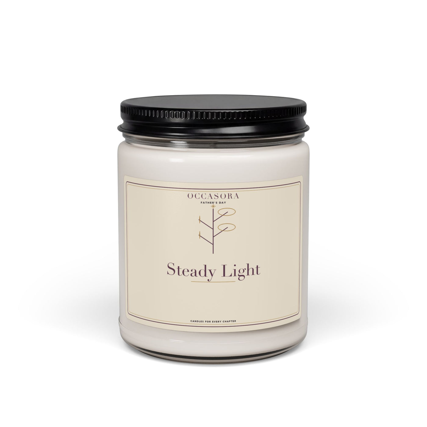 Occasora 'Steady Light' Father's Day candle, 9 oz soy wax blend in a reusable glass jar