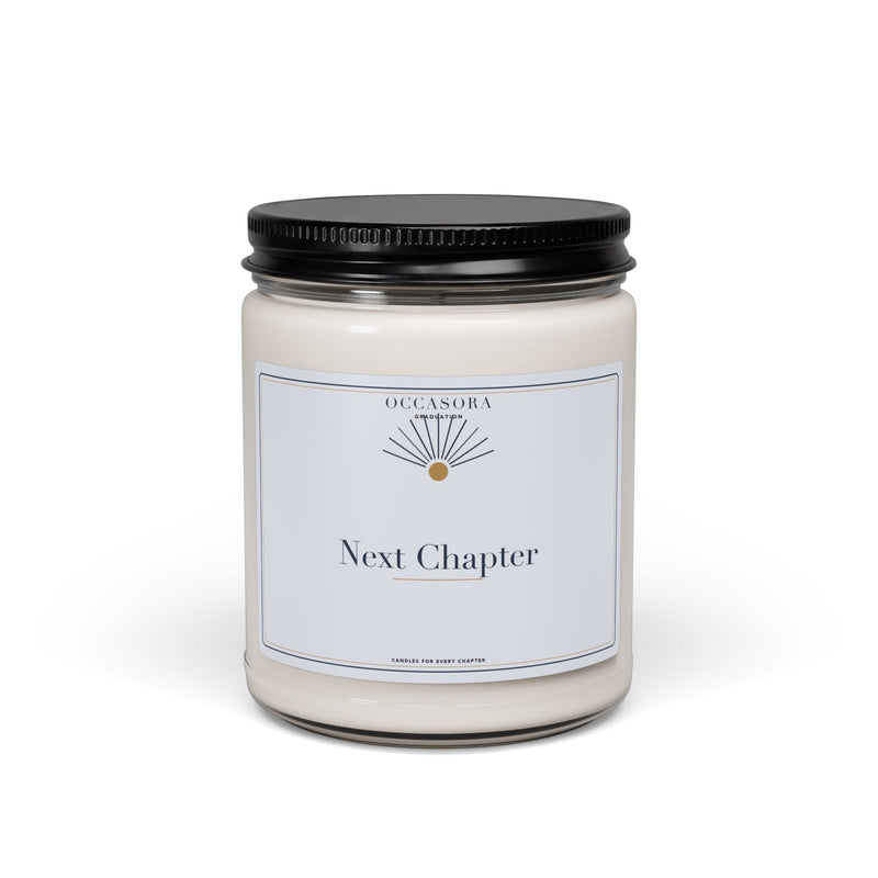 Occasora 'Next Chapter' graduation candle, 9 oz soy wax blend in a reusable glass jar