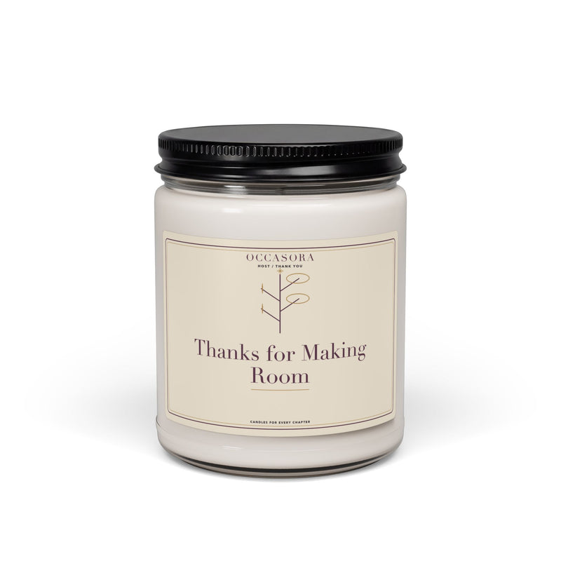 Occasora 'Thanks for Making Room' host & thank you candle, 9 oz soy wax blend in a reusable glass jar