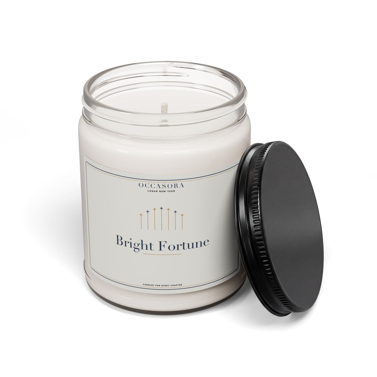 'Bright Fortune' Lunar New Year candle by Occasora — glossy adhesive label on a reusable glass jar — photo 2 of 5