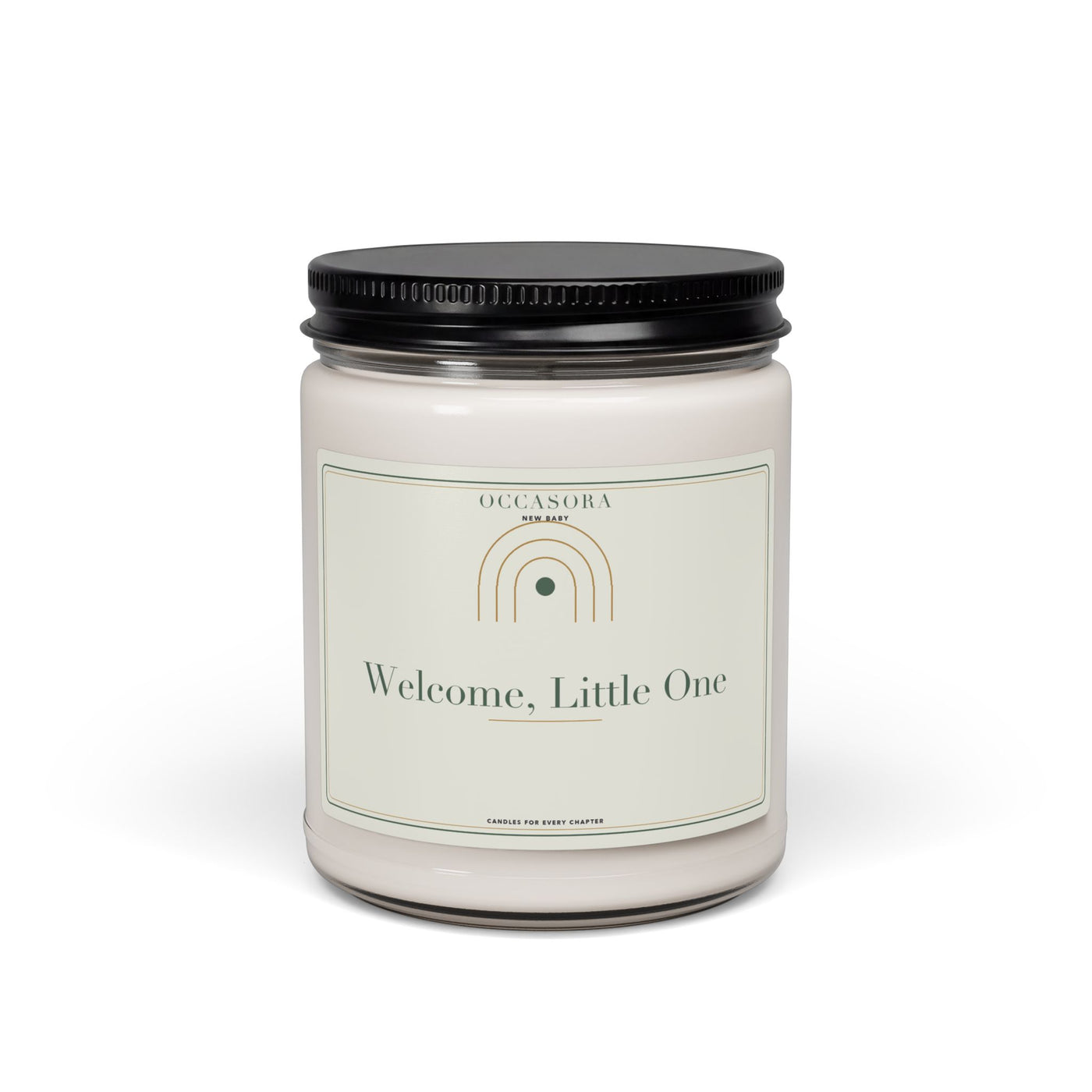 Occasora 'Welcome, Little One' new baby candle, 9 oz soy wax blend in a reusable glass jar