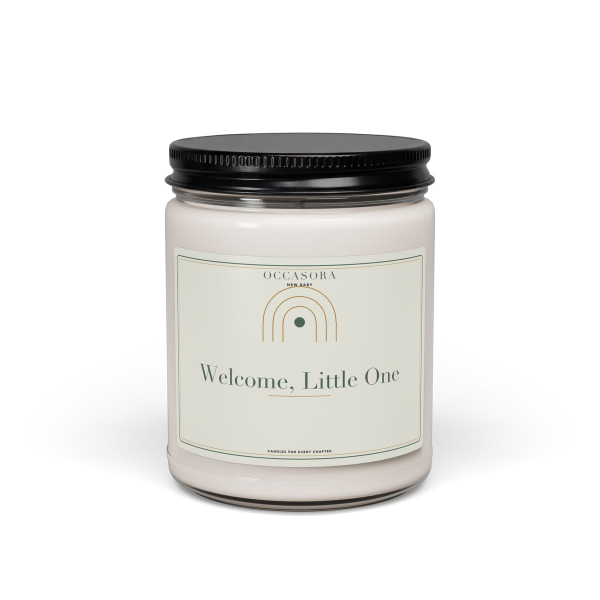 Occasora 'Welcome, Little One' new baby candle, 9 oz soy wax blend in a reusable glass jar