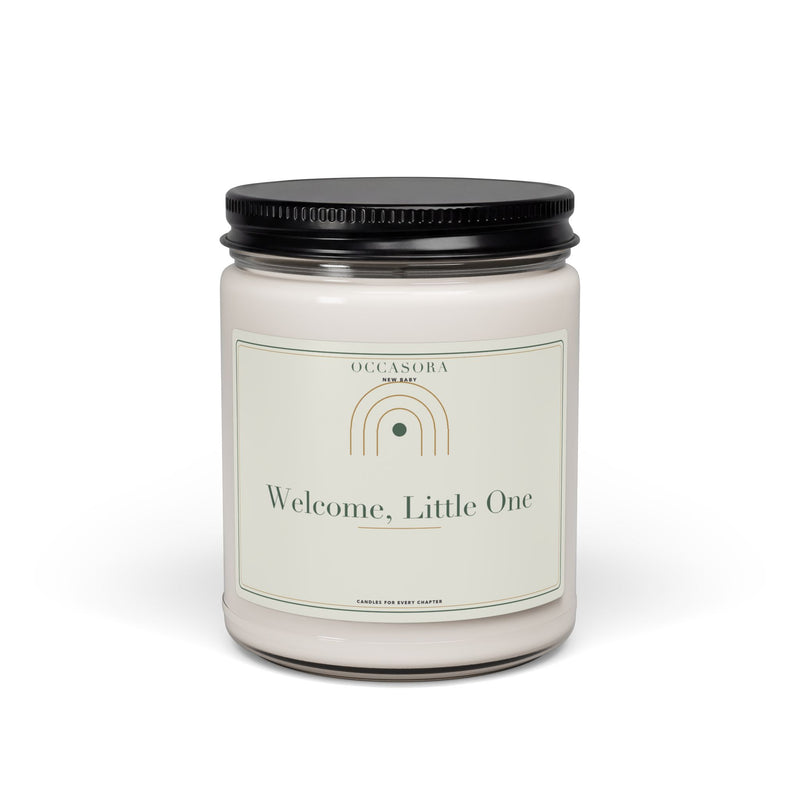 Occasora 'Welcome, Little One' new baby candle, 9 oz soy wax blend in a reusable glass jar