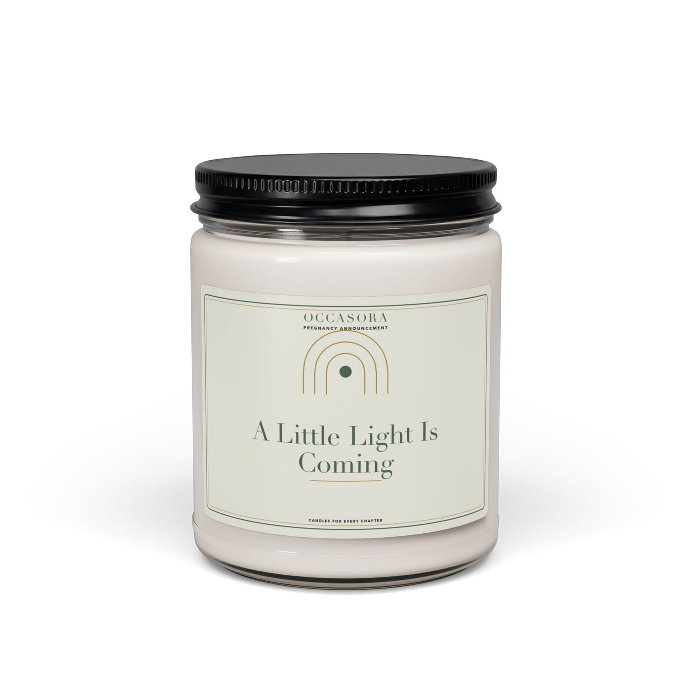Occasora 'A Little Light Is Coming' pregnancy announcement candle, 9 oz soy wax blend in a reusable glass jar