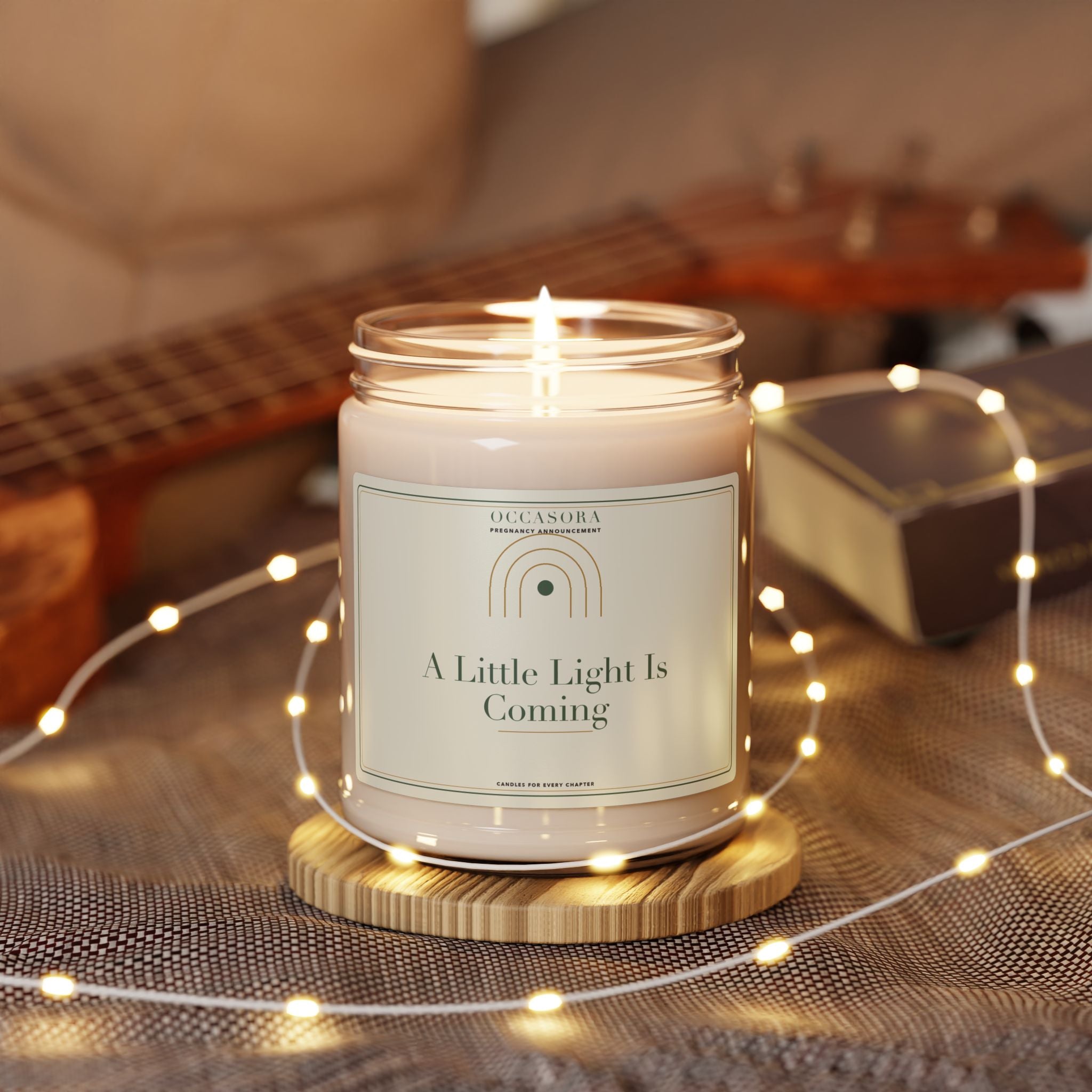 'A Little Light Is Coming' pregnancy announcement candle by Occasora — 9 oz soy wax blend with a 100% cotton wick — photo 3 of 5