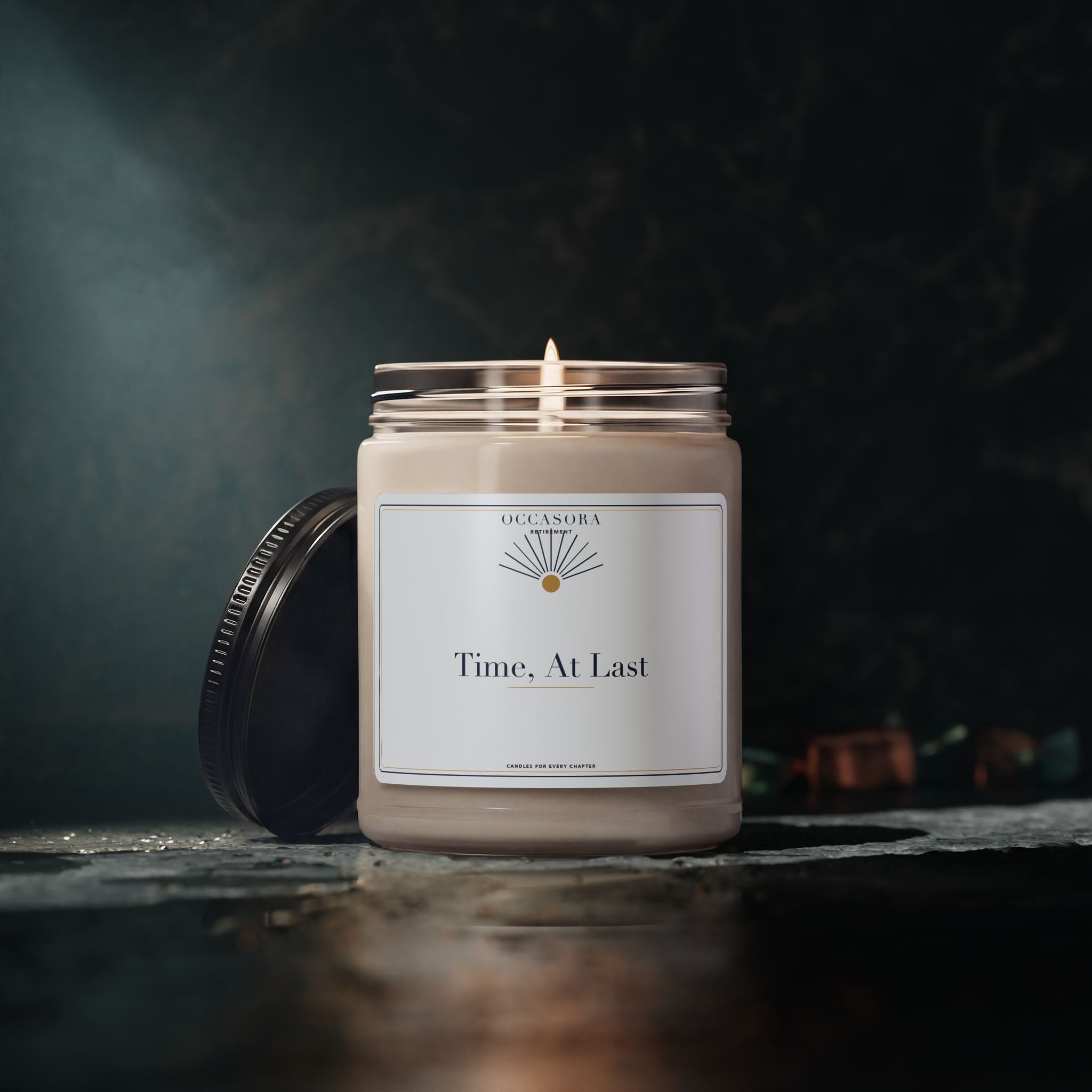 'Time, At Last' retirement candle by Occasora — non-personalised design, assembled in the USA — photo 5 of 5