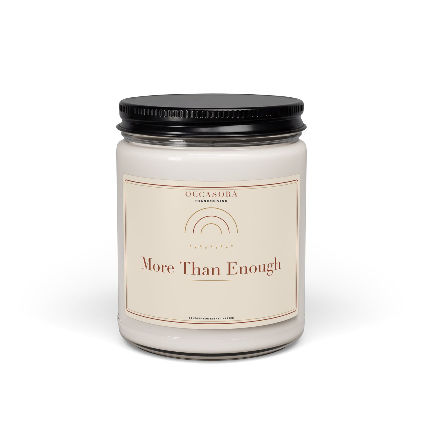 Occasora 'More Than Enough' Thanksgiving candle, 9 oz soy wax blend in a reusable glass jar