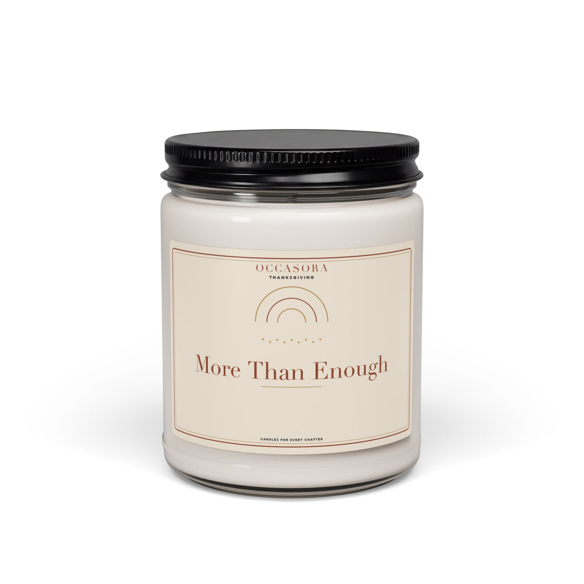 Occasora 'More Than Enough' Thanksgiving candle, 9 oz soy wax blend in a reusable glass jar