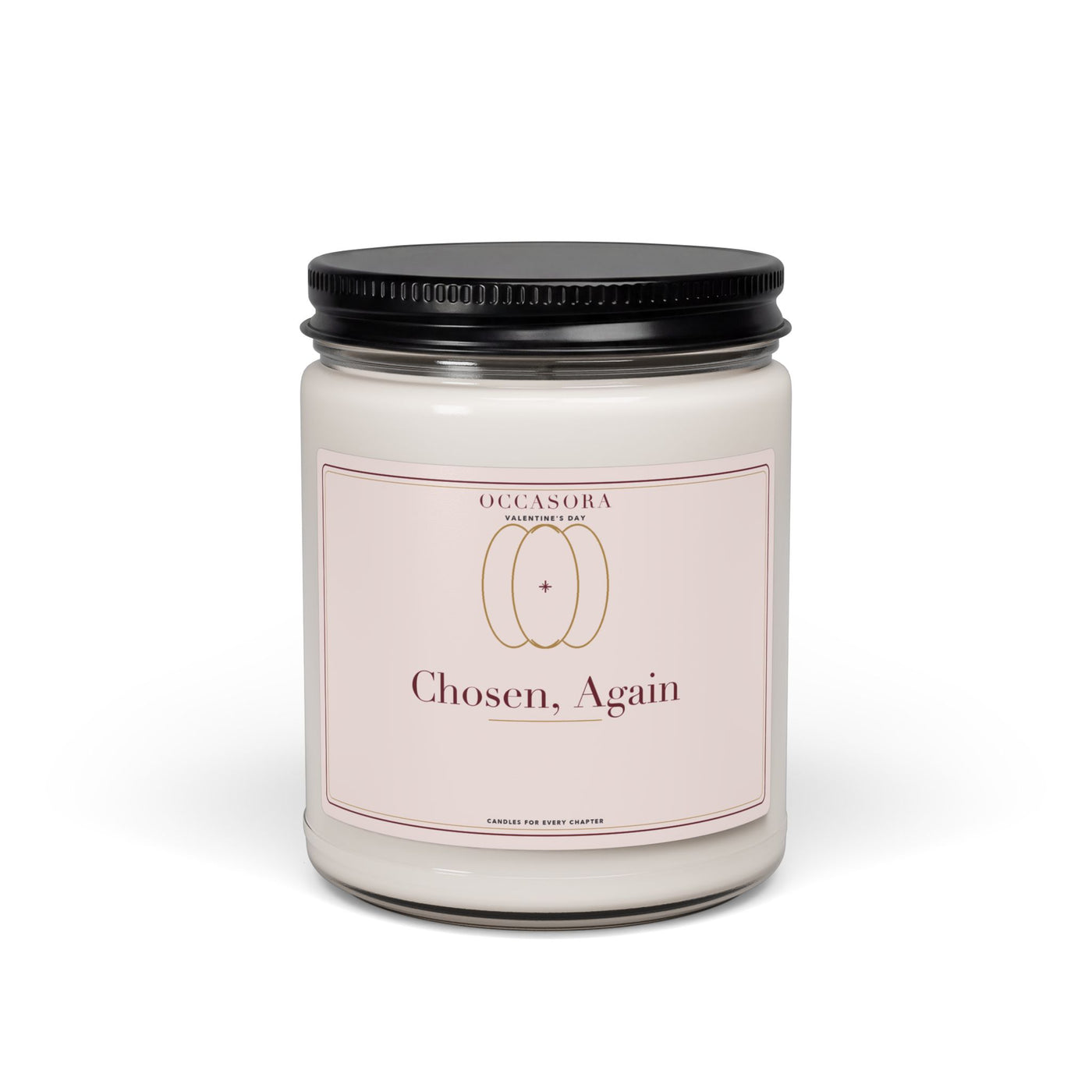 Occasora 'Chosen, Again' Valentine's Day candle, 9 oz soy wax blend in a reusable glass jar