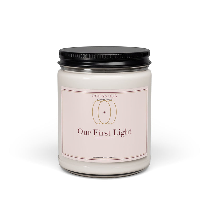 Occasora 'Our First Light' wedding favor candle, 9 oz soy wax blend in a reusable glass jar